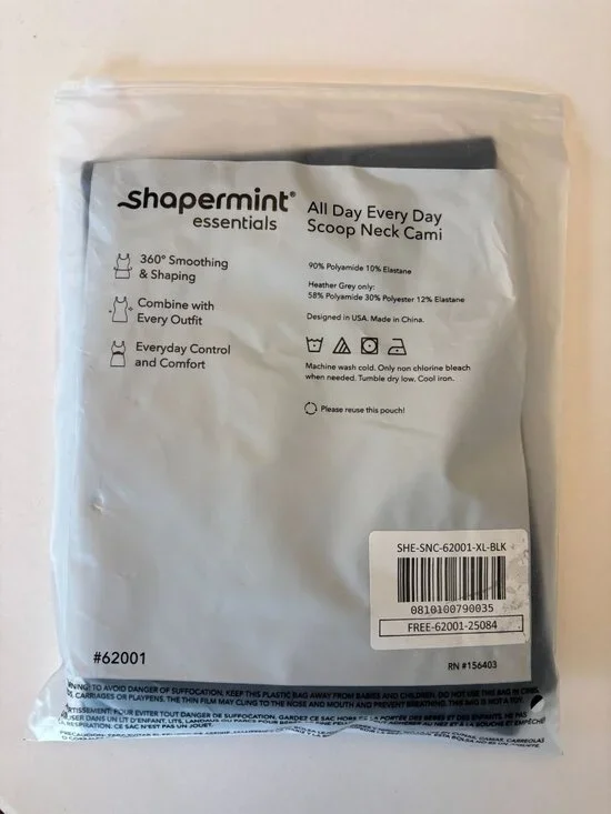 Shapermint All Day Every Day Scoop Neck Cami Tank Top Black Shapewear 14 16 New - Picture 5 of 16
